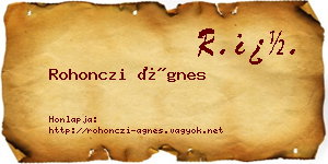 Rohonczi Ágnes névjegykártya